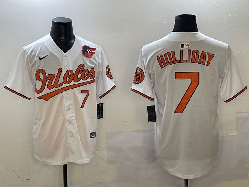 Men Baltimore Orioles #7 Holliday White Game 2025 Nike MLB Jersey style 1